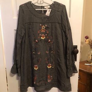 Olive green embroidered dress